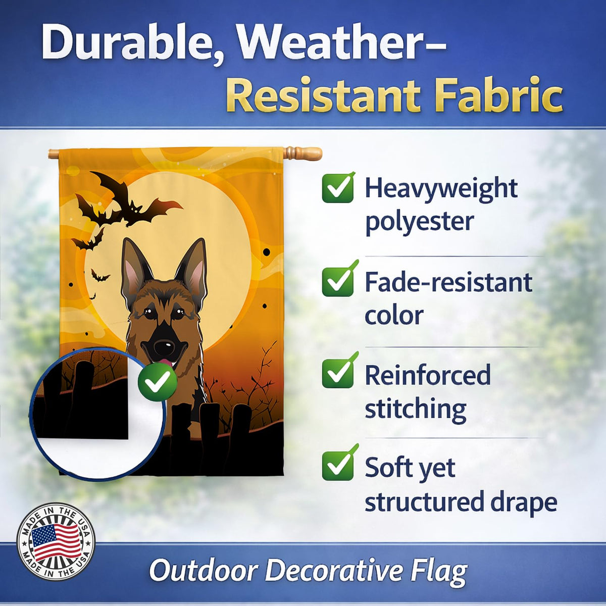 Caroline's Treasures BB1769CHF Halloween German Shepherd Canvas House Size Flag, Multicolor, Large