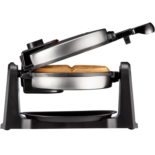 Chefman Rotating Belgian Waffle Maker, 180° Flip Iron w/ Non-Stick Plates, Adjustable Timer, Locking Lid, & Drip Plate, Space Saving Storage, Mess-Free Breakfast, Stainless Steel/Black - Available at All In One Marketplace Canada