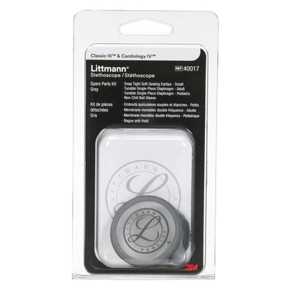 3M Littmann Stethoscope Spare Parts Kit – Gray, Compatible with Classic III™, Cardiology IV™, CORE Digital, Includes Eartips, Adult & Pediatric Diaphragms, Non-Chill Bell Sleeve, 40017