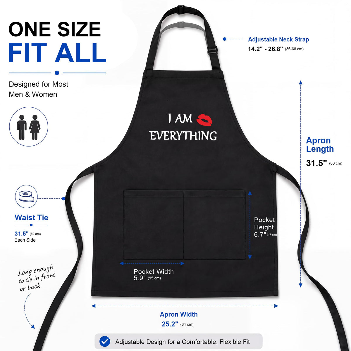 YIKA® Couples Aprons, Christmas Gift for Couples Who Have Everything, Matching Apron Set for Him and Her, Adjustable Neck Strap, Extra Long Ties, 2 Pockets, Black 🍁 All In One Marketplace Canada