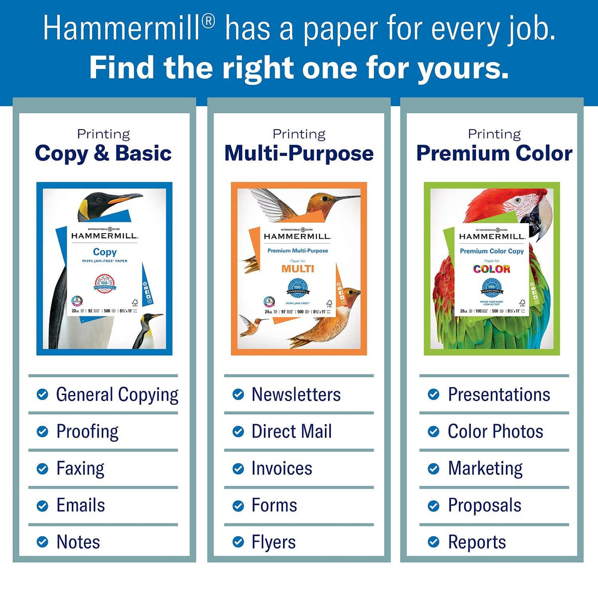 Hammermill Printer Paper, 20 lb Copy Paper, 11 x 17 - 1 Ream (500 Sheets) - 92 Bright, Made in the USA