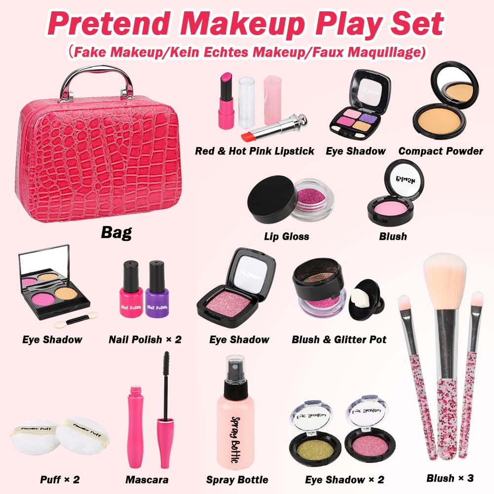 Sanlebi Pretend Makeup Kit for Toddlers Girl 3 4 5 6 7+ - Kids Pretend Play 🍁 All In One Marketplace Canada