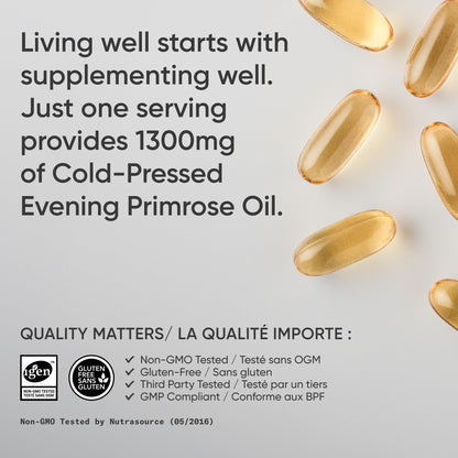 Sports Research® Evening Primrose Oil with GLA - Cold Pressed Primrose Oil supporting Women's Health - Hexane Free · Non-GMO · Gluten Free - 120 Count Softgels - Available at All In One Marketplace Canada