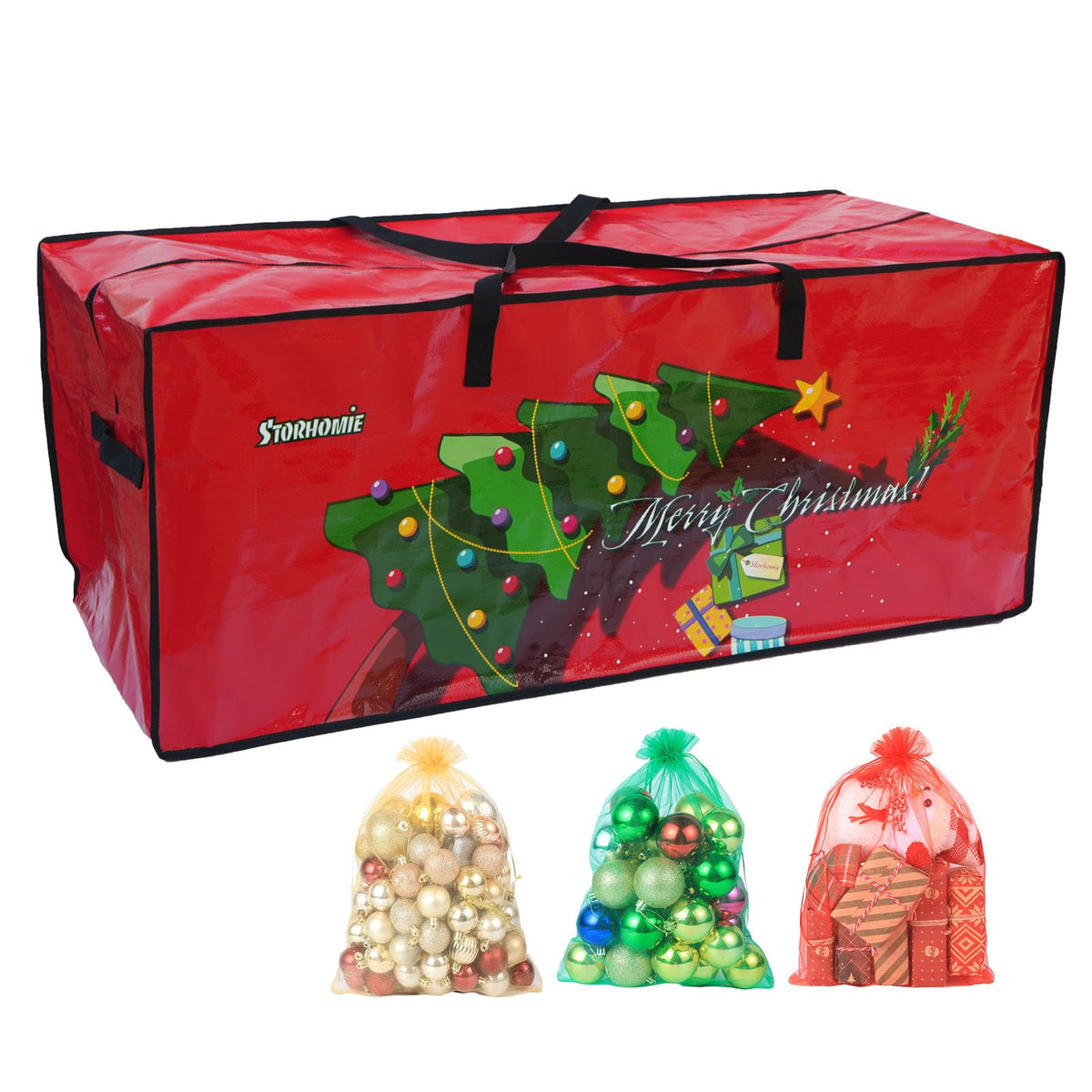 Storhomie Christmas Tree Storage Bag 7.5FT, Heavy-Duty Christmas Tree Bag,Extra-Thick Durable Waterproof Material,Christmas Tree Storage for Disassembling Artificial Tree with 3 Organizer Pouches 🍁 All In One Marketplace Canada