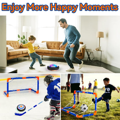 KEVOEGS 3 in 1 Hover Hockey Soccer Ball Set, Toddler Kids Toys with LED Lights & 2 Goals, Indoor Outdoor Toy for 3 4 5 6 7 8 10 11 12 Year Old Boys Girls, Sports Games Perfect Christmas Birthday Gifts 🍁 All In One Marketplace Canada