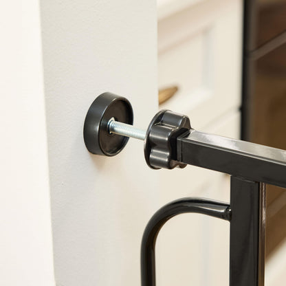 Regalo Easy Step Extra Tall Walk Thru Baby Gate, Bonus Kit, Includes 4-Inch Extension Kit, 4 Pack of Pressure Mount Kit and 4 Pack of Wall Cups and Mounting Kit, Black