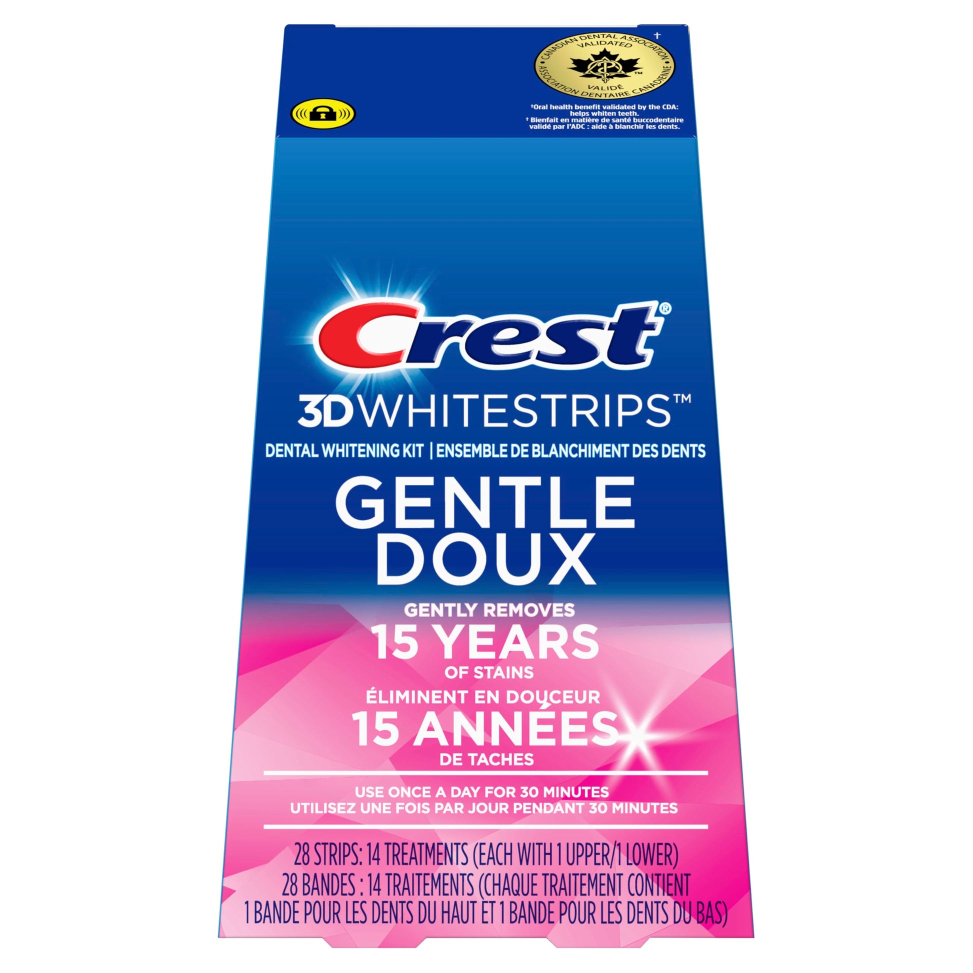 Crest 3D Whitestrips Gentle At-home Teeth Whitening Kit, 14 Treatments, Gently Removes 15 Years of Stains