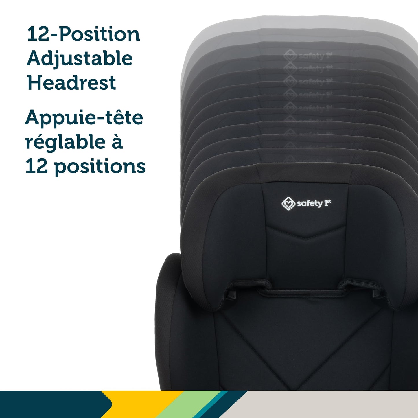 Safety 1st Growmate 2-in-1 Belt-Positioning Booster Car Seat, High-Back to Backless, Slim & Lightweight, Fits 3 Across, Adjustable Headrest - Hexagon Horizon Safety 1st