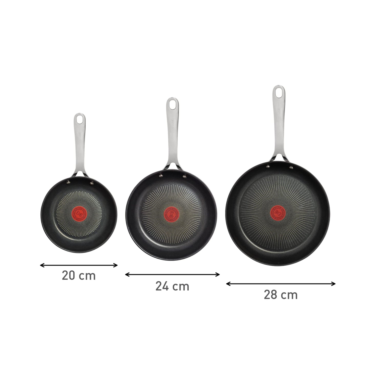 Jamie Oliver by Tefal Nonstick Coated Stainless Steel Pan Set 9.5" & 11", Induction Compatible, Oven Safe up to 500°F, Chef's Stainless Steel Skillet, Frying Pan, Kitchen Essentials, Silver - Available at All In One Marketplace Canada