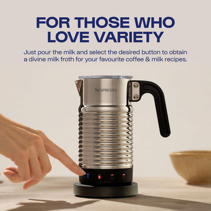 Nespresso Aeroccino 4 Milk Frother, Hot & Cold Foam, Silver