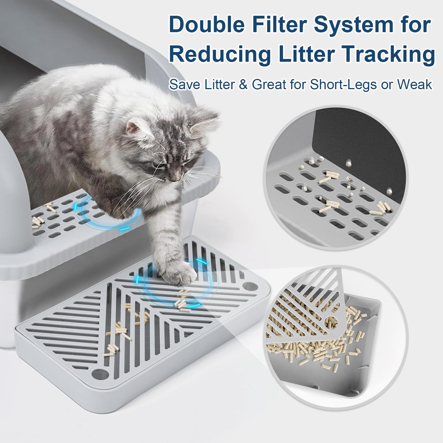 Suzzipaws XL Enclosed Stainless Steel Cat Litter Box for Big Cats suzzipaws