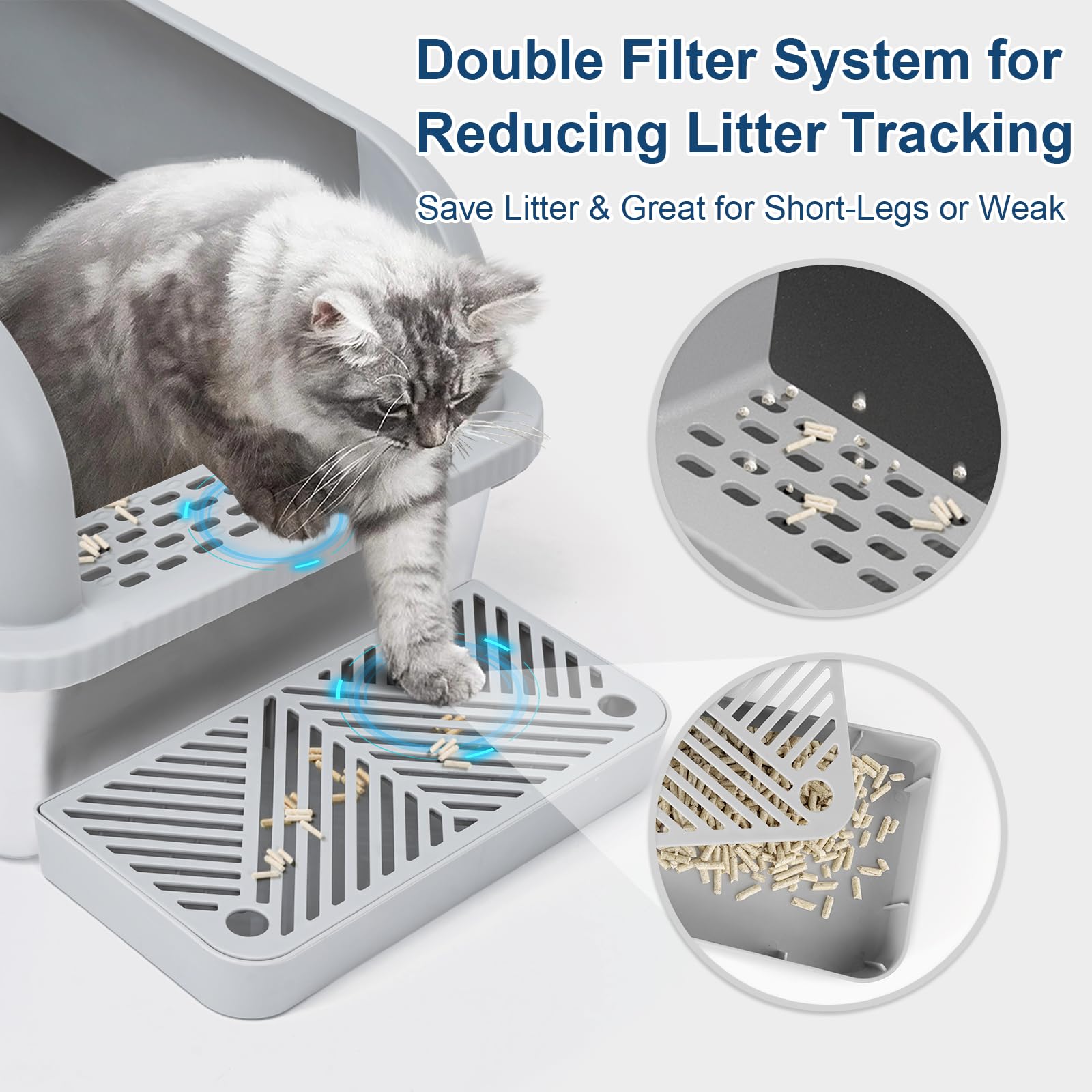 Suzzipaws XL Enclosed Stainless Steel Cat Litter Box for Big Cats suzzipaws