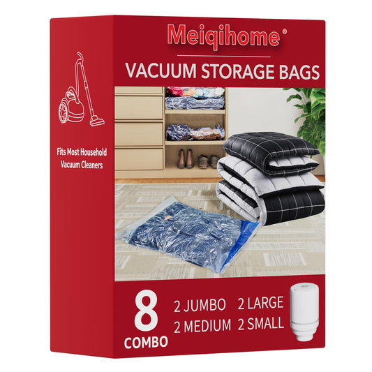 8 Pack Vacuum Storage Bags with Electric Air Pump，2 jumbo,2 large,2 midium,2 small bags,travel vacuum bags for luggage,vacuum seal bags for clothing travel