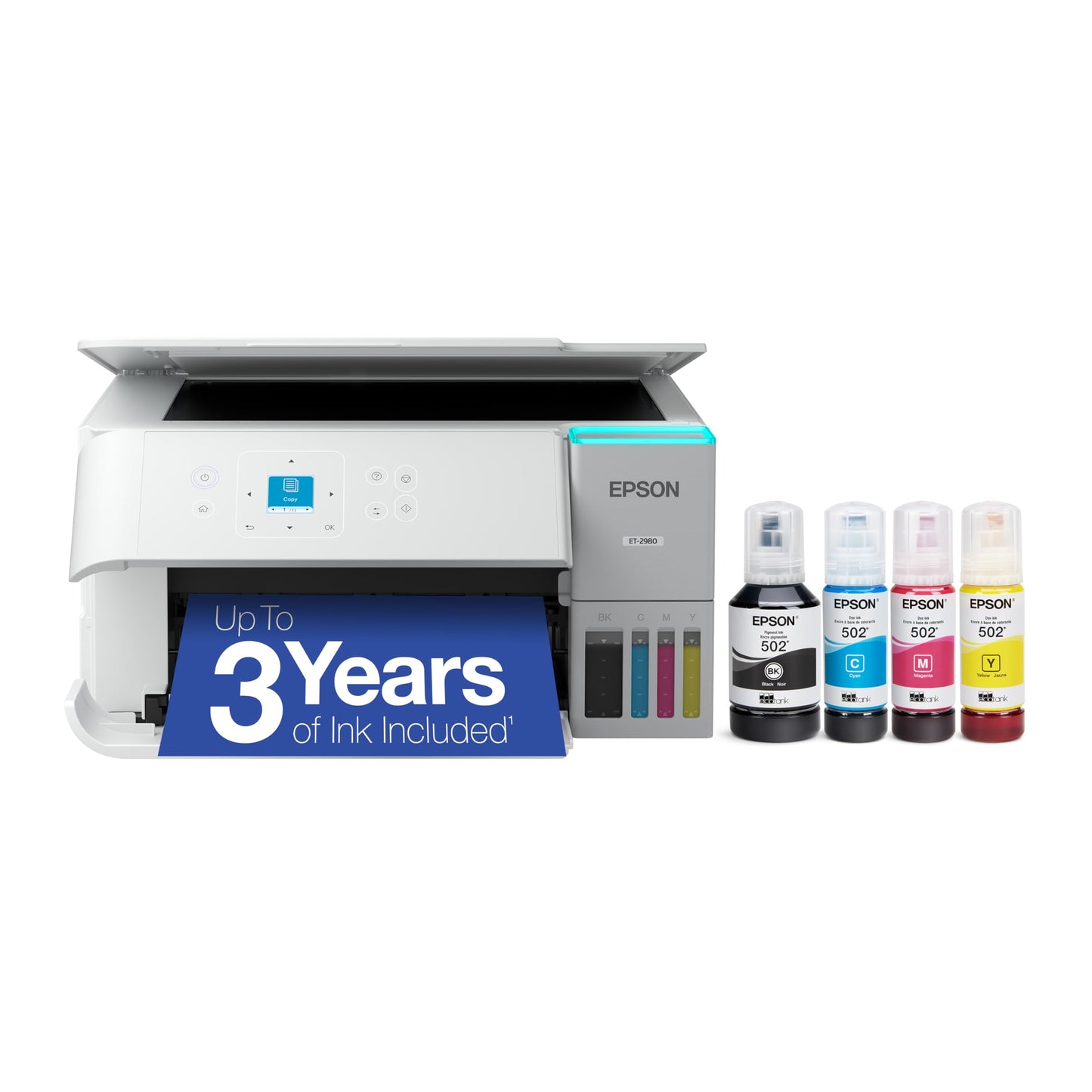 Epson EcoTank ET-2980 Wireless Color All-in-One Supertank Printer - White Epson