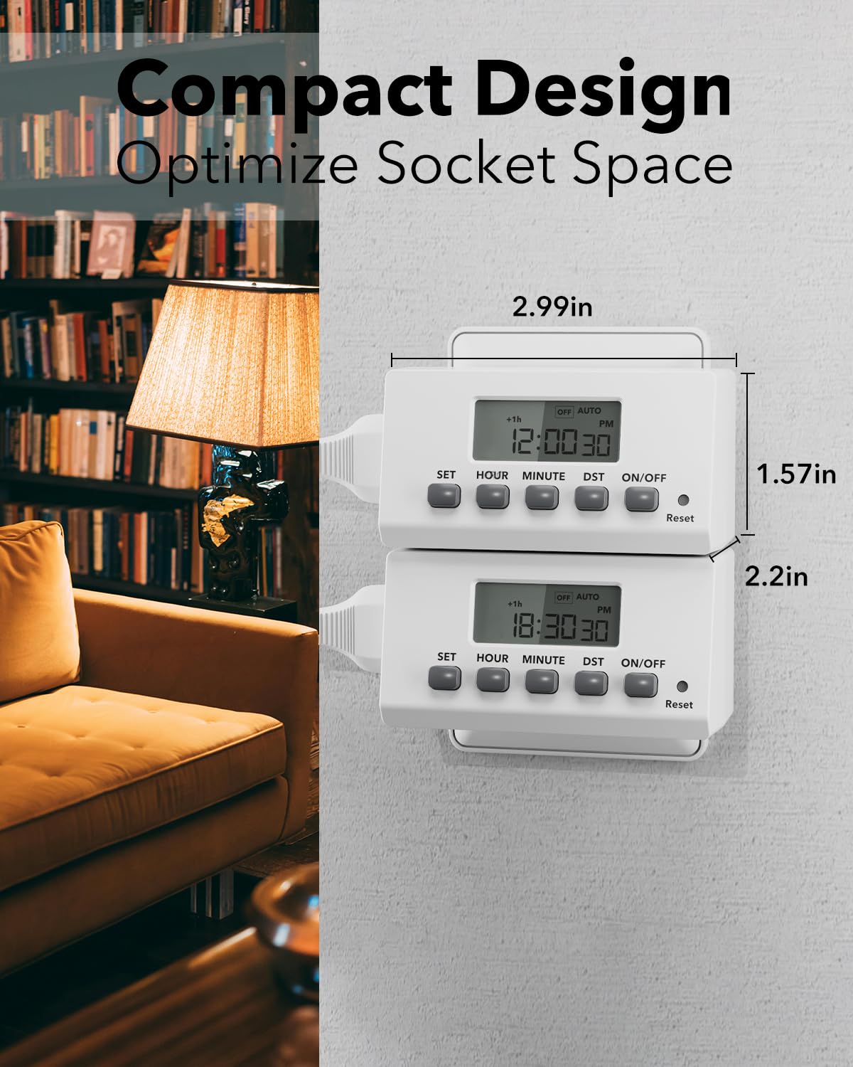 BN-LINK Indoor 24H Programmable Digital Timer Outlet, Slim 1 Outlet, 2 Pack 🍁 All In One Marketplace Canada
