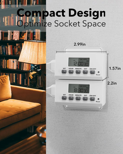 BN-LINK Indoor 24H Programmable Digital Timer Outlet, Slim 1 Outlet, 2 Pack 🍁 All In One Marketplace Canada
