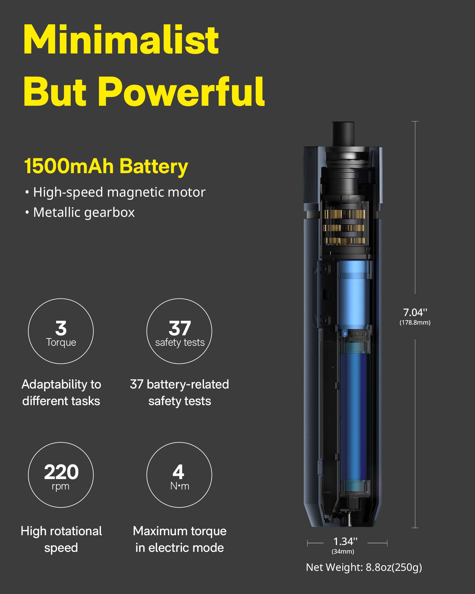 HOTO Electric Screwdriver Set, 3.6V Rechargeable Screwdriver Set with 25 S2-Steel Bits, Cordless Power Screwdriver Set with LED Light, All-in-One Design, 1500mAh 800 Times, USB-C Charging - Available at All In One Marketplace Canada