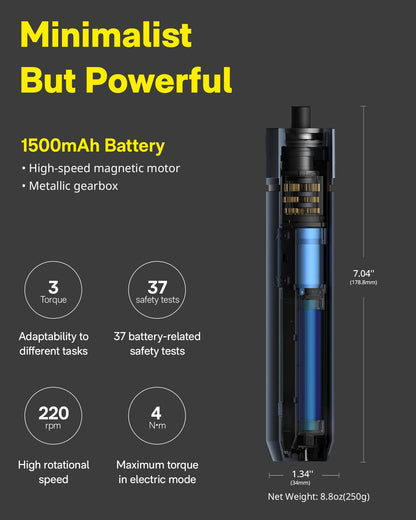 HOTO Electric Screwdriver Set, 3.6V Rechargeable Screwdriver Set with 25 S2-Steel Bits, Cordless Power Screwdriver Set with LED Light, All-in-One Design, 1500mAh 800 Times, USB-C Charging - Available at All In One Marketplace Canada