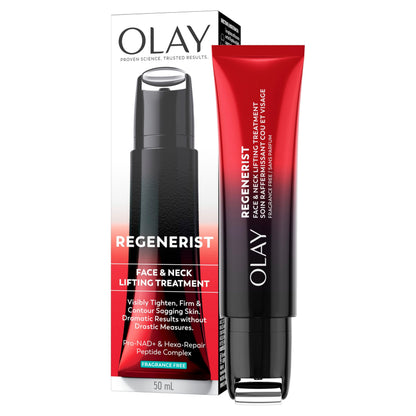 Olay Regenerist Neck and Face Roller, Neck Cream for Tightening and Firming, Anti-Aging Moisturizer for Women, Fragrance-Free, Anti-Wrinkle serum, Face Lift Cream with Hexa-Repair, NAD+, 50 mL