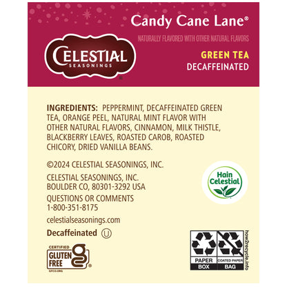 Celestial Seasonings Candy Cane Lane Decaf Holiday Tea, 20 Tea Bags per box, (Pack of 6) 🍁 All In One Marketplace Canada