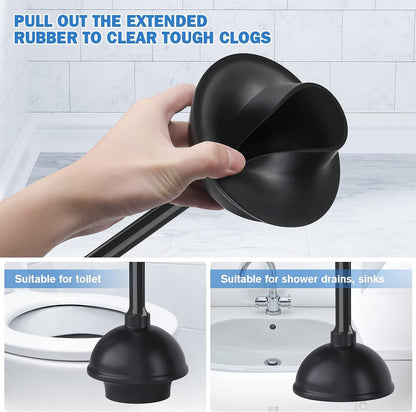 Toilet Plunger and Brush with Holder, Bowl Brush and Heavy Duty Toilet Plunger Set for 5.7-inch Toilet Drain, 2-in-1 Bathroom Cleaning Combo with Modern Caddy Stand (Black) - Available at All In One Marketplace Canada