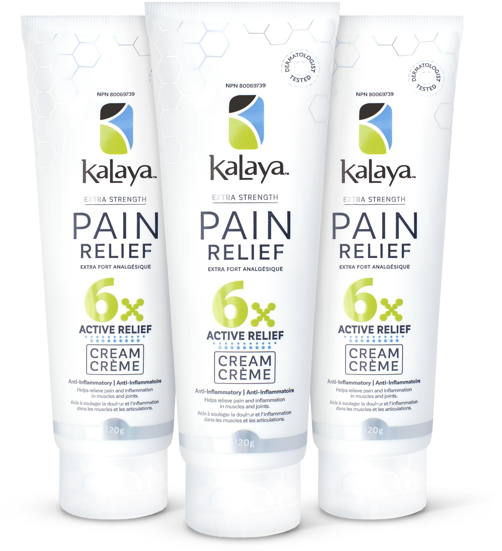 KaLaya 6X Extra Strength Pain Relief Cream with Arnica for Arthritis, Joint, Muscle, Back, Neck, Shoulder, Hand and Knee Pain- Medically formulated with 6 Natural Active, Pain Blocking & Anti inflammatory Ingredients (120g - Pack of 3) - Available at All In One Marketplace Canada