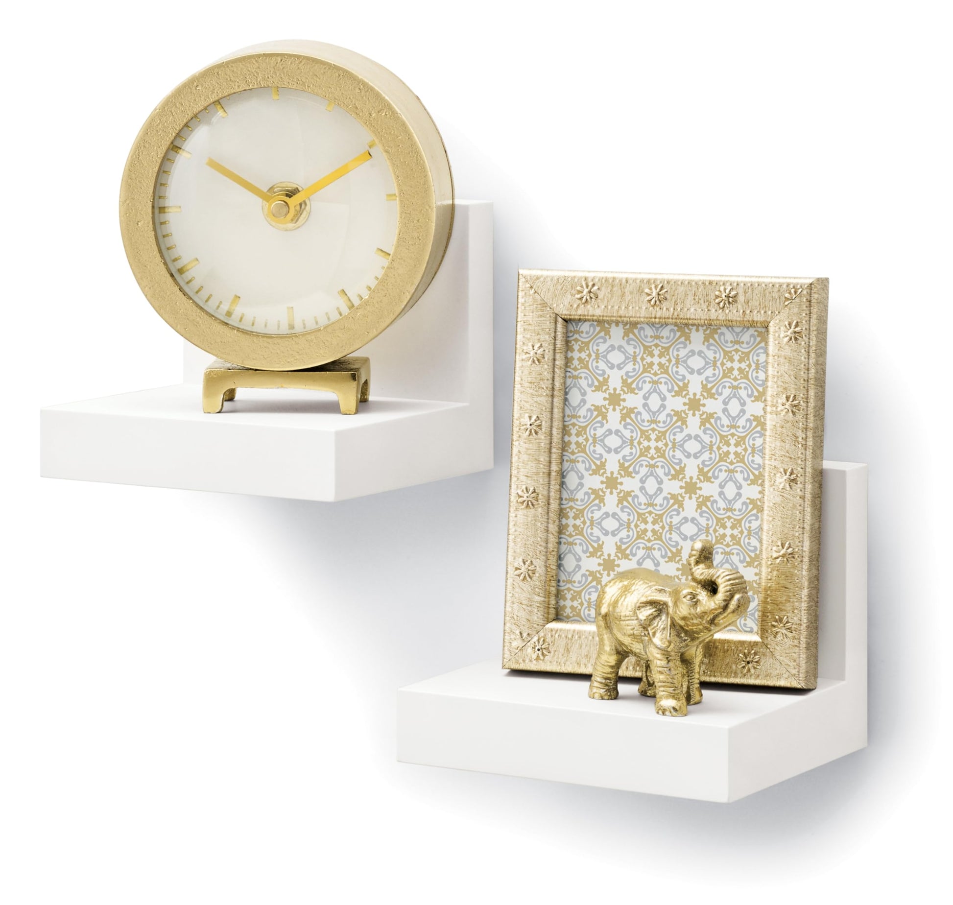 Command Display Floating Wall Shelves, 2 Ledges 8 Strips, Damage-free Decorating, Quartz Command