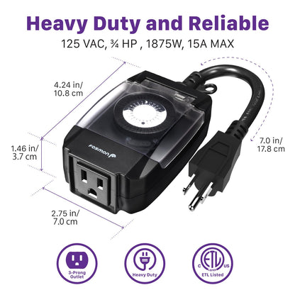 Fosmon Outdoor Timer Outlet Waterproof Outdoor Pool Pump Timer Light Timer 🍁 All In One Marketplace Canada