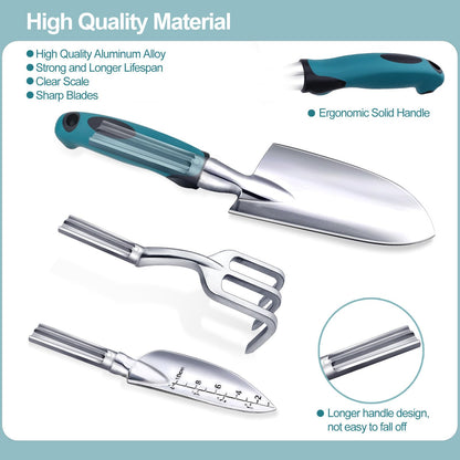 Kynup Gardening Tools 7-Piece, Heavy Duty Garden Tools Set with Non-Slip Ergonomic Handle, Repotting Mat, Rust-Proof, Gardening Hand Tools with Handbags and Gloves, Gardening Gifts for Women and Men - Available at All In One Marketplace Canada