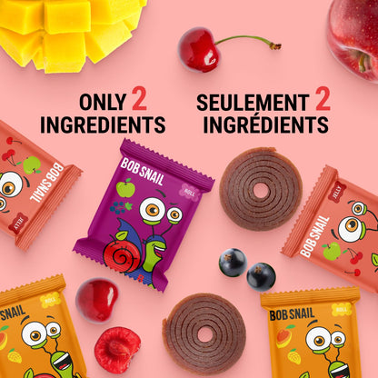 Bob Snail Fruit Roll Ups – Healthy Sweets Snacks, Real Dried Fruits, No Added Sugar, Vegan, Nut Free, Candy for Adults, Kids, with Mango, Cherry, Blackcurrant – Bulk 80 pcs Rolls, 800g 🍁 All In One Marketplace Canada
