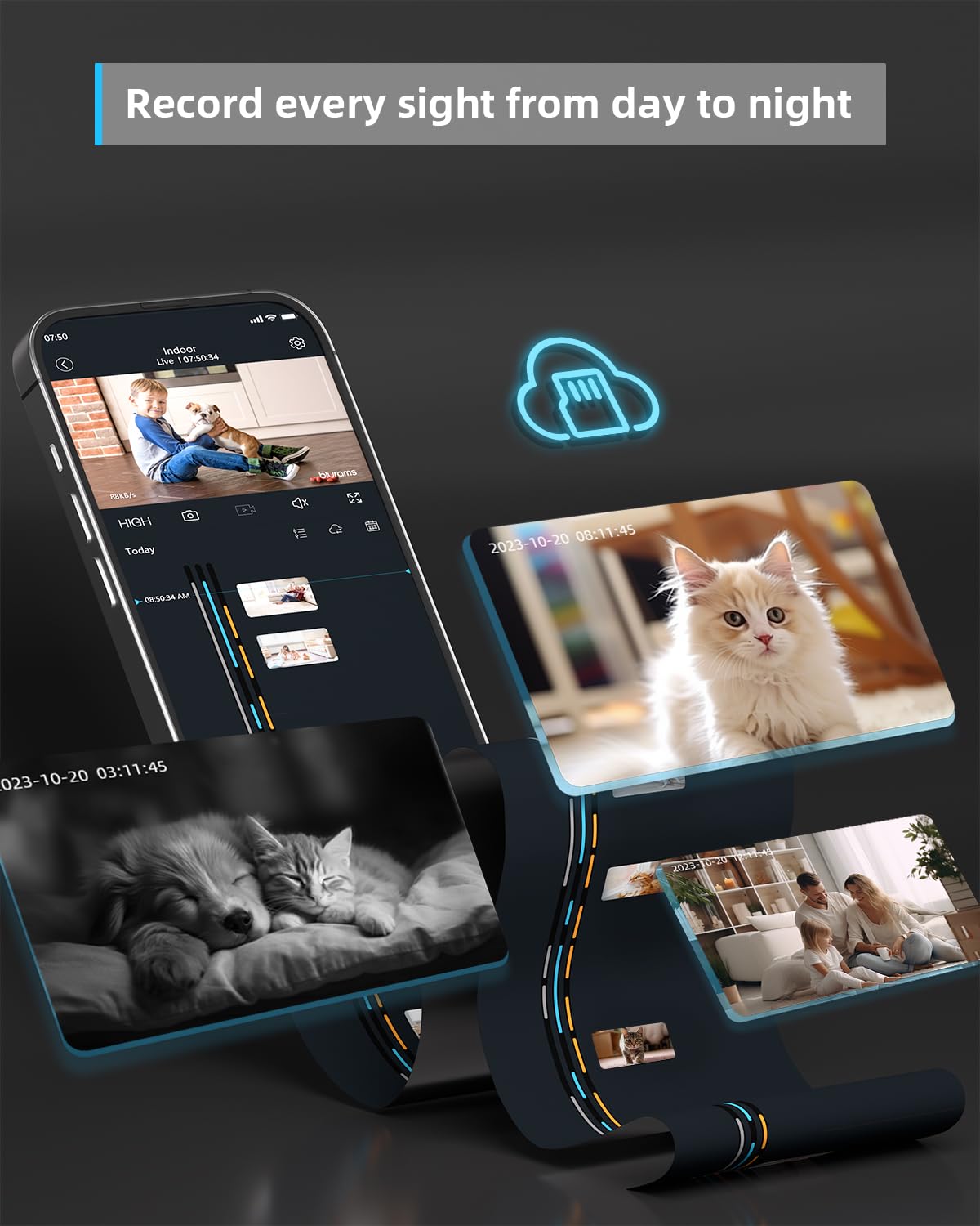 blurams Security Camera, 2K Indoor Camera 360-degree Pet Camera for Home Security w/ Motion Tracking, Phone App, 2-Way Audio, IR Night Vision, Siren, Works with Alexa & Google Assistant,White - Available at All In One Marketplace Canada