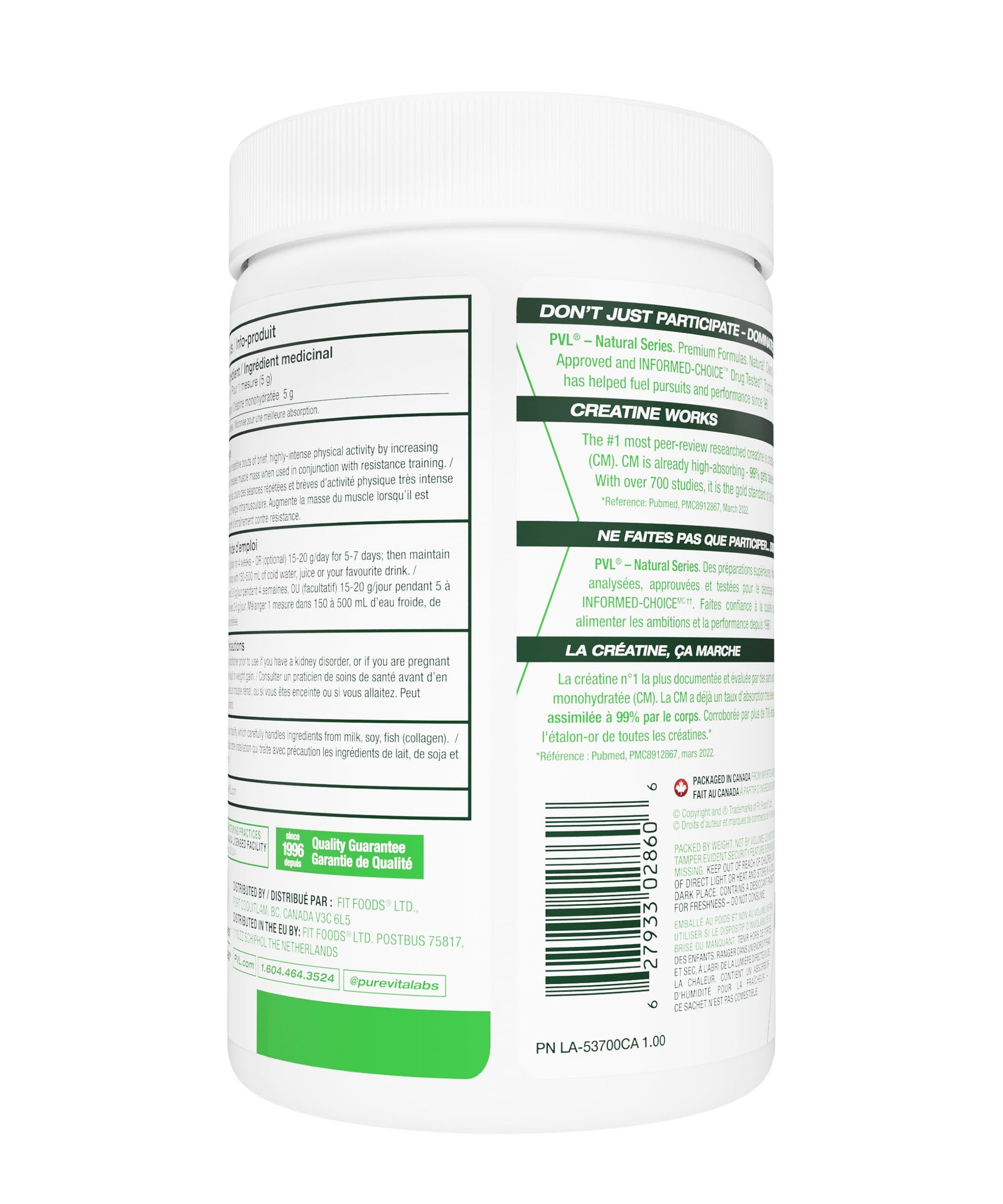 PVL 100% Pure Creatine Monohydrate Powder – Micronized Supplement for Women & Men, Unflavoured Amino Acids & Beta Alanine Friendly, Informed-Choice Tested, 300 g