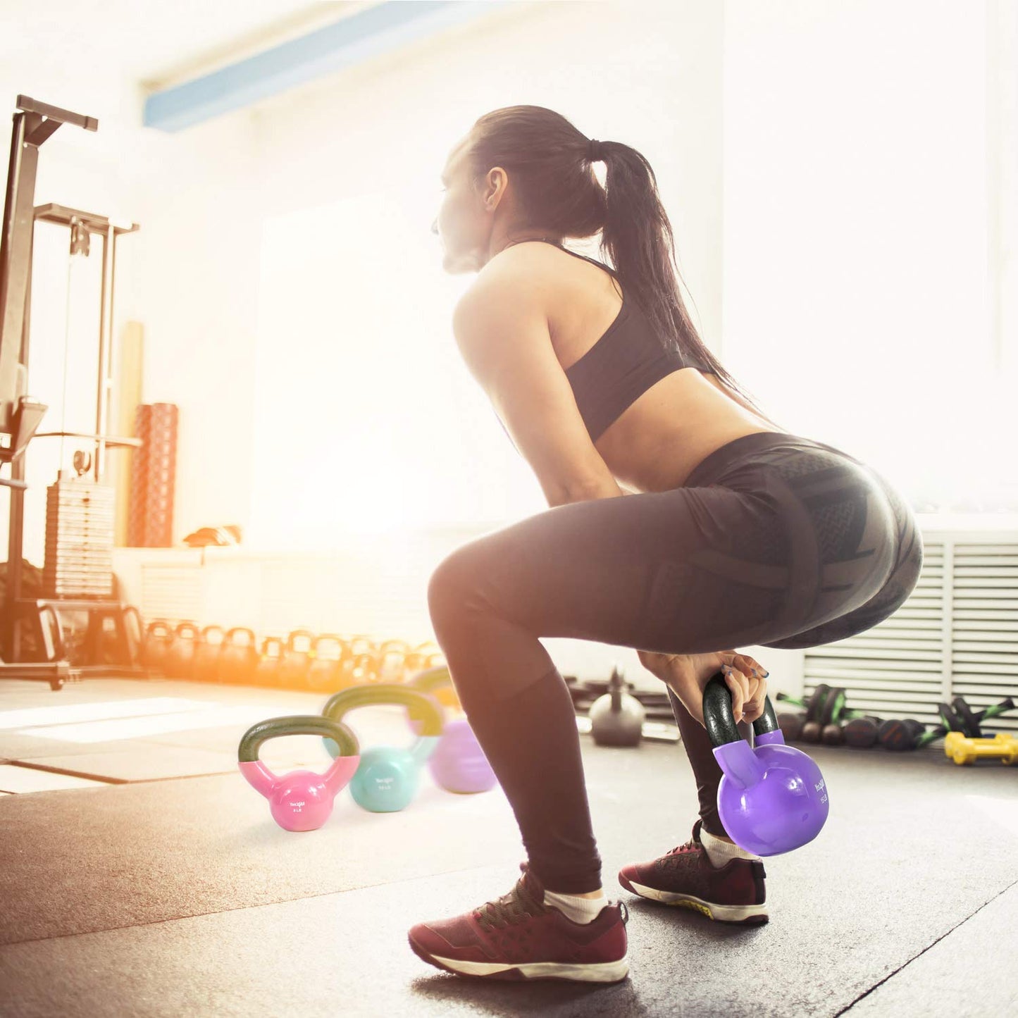Yes4All Combo Special: Vinyl Coated Kettlebell Weight Sets – Weight Available: (Multicolor - 5, 10, 15 lbs) Yes4all