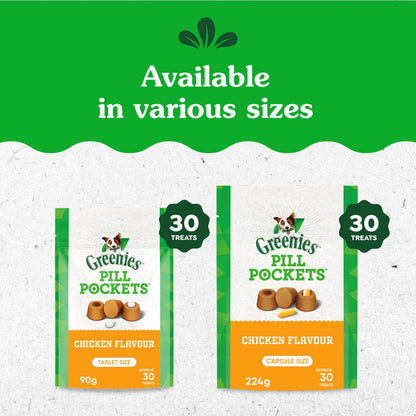 GREENIES Pill Pockets Capsule Size Natural Soft Dog Treats Chicken Flavor, (60 Treats) 15.8oz. Pack