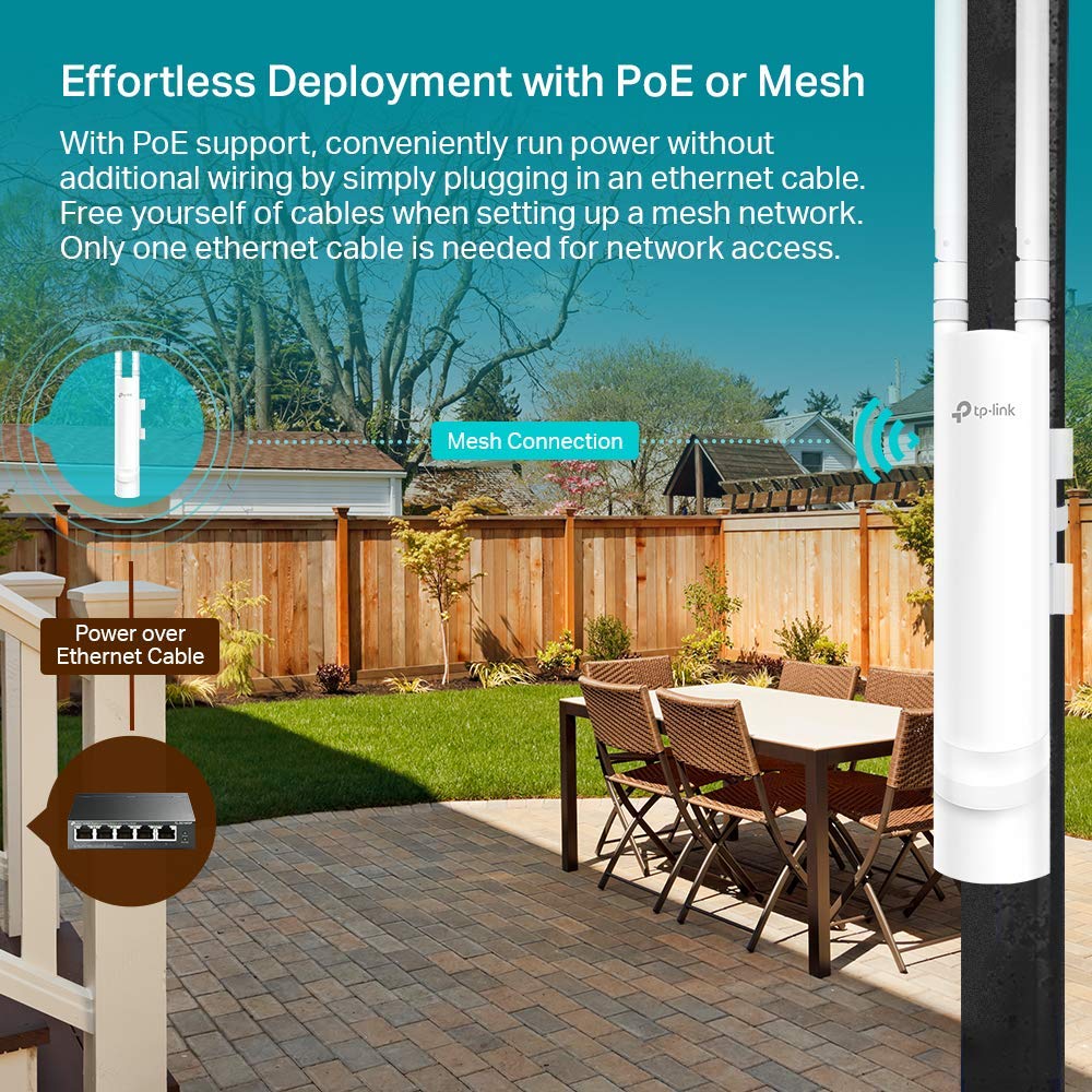 TP-Link EAP225-Outdoor | Omada AC1200 Wireless Gigabit Outdoor Access Point | Business WiFi Solution w/ Mesh Support, Seamless Roaming & MU-MIMO | PoE Powered | SDN Integrated | Cloud Access & App White 🍁 All In One Marketplace Canada