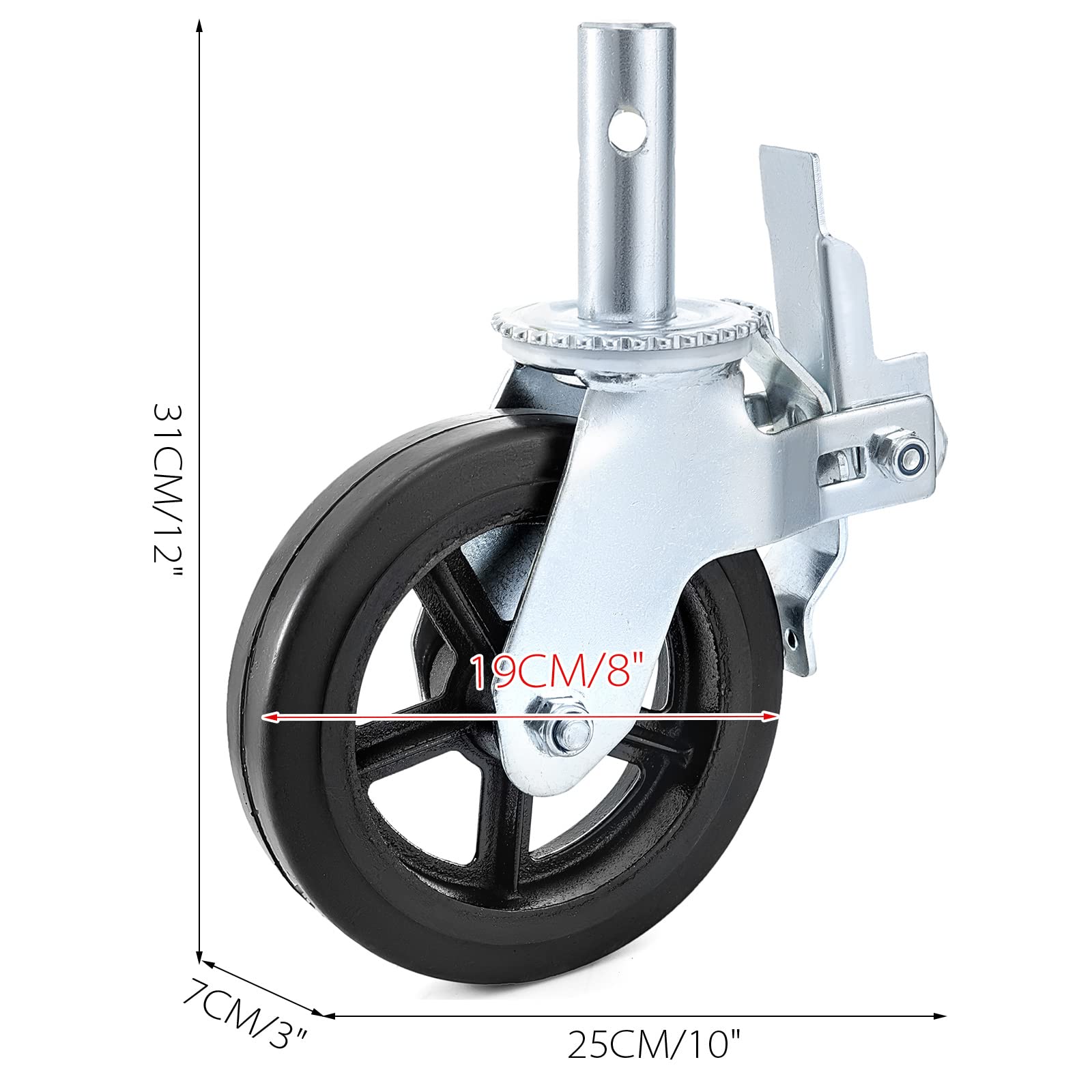 VEVOR 4 Pack 8 Inch Iron Core Polyurethane Swivel Caster with Dual Locking Brake Adjustable Legs 1100LBS Capacity per Wheel VEVOR