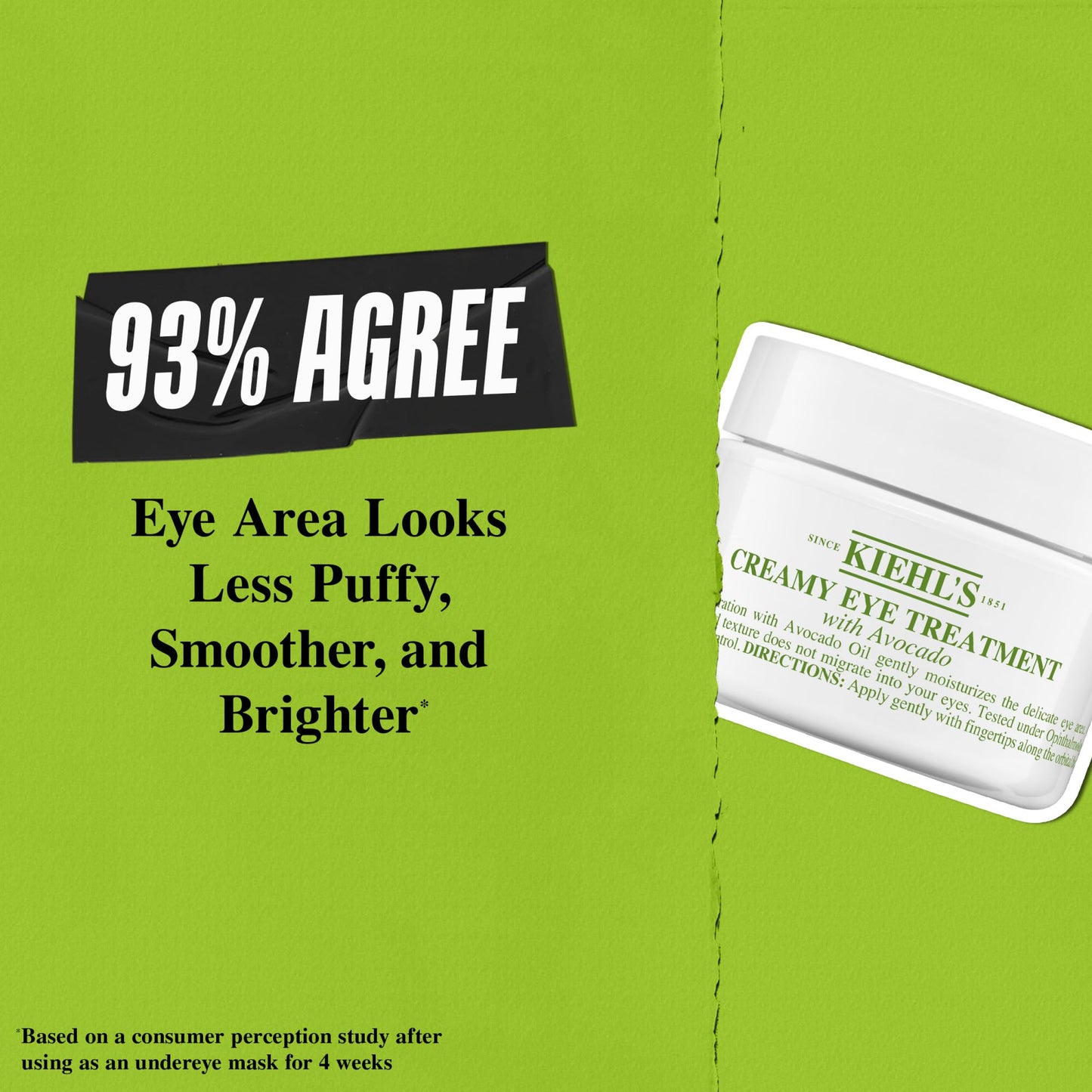 Kiehl's Avocado Eye Treatment, Nourishing and Hydrating Eye Cream, Avocado Oil and Caffeine to Energize and Invigorate Dry, Tired Eyes, 99% Naturally Derived Formula - 28 ml Kiehl's