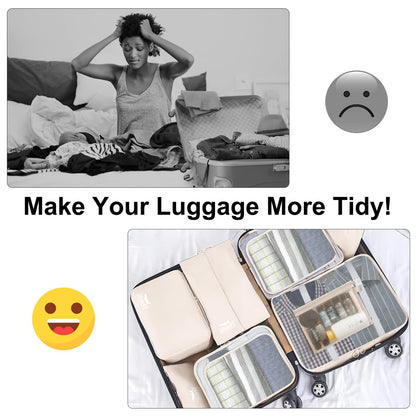 10 Set Packing Cubes for Suitcases, Packing Cubes Travel Essentials Organizer Bags, Travel Organizers (Beige)