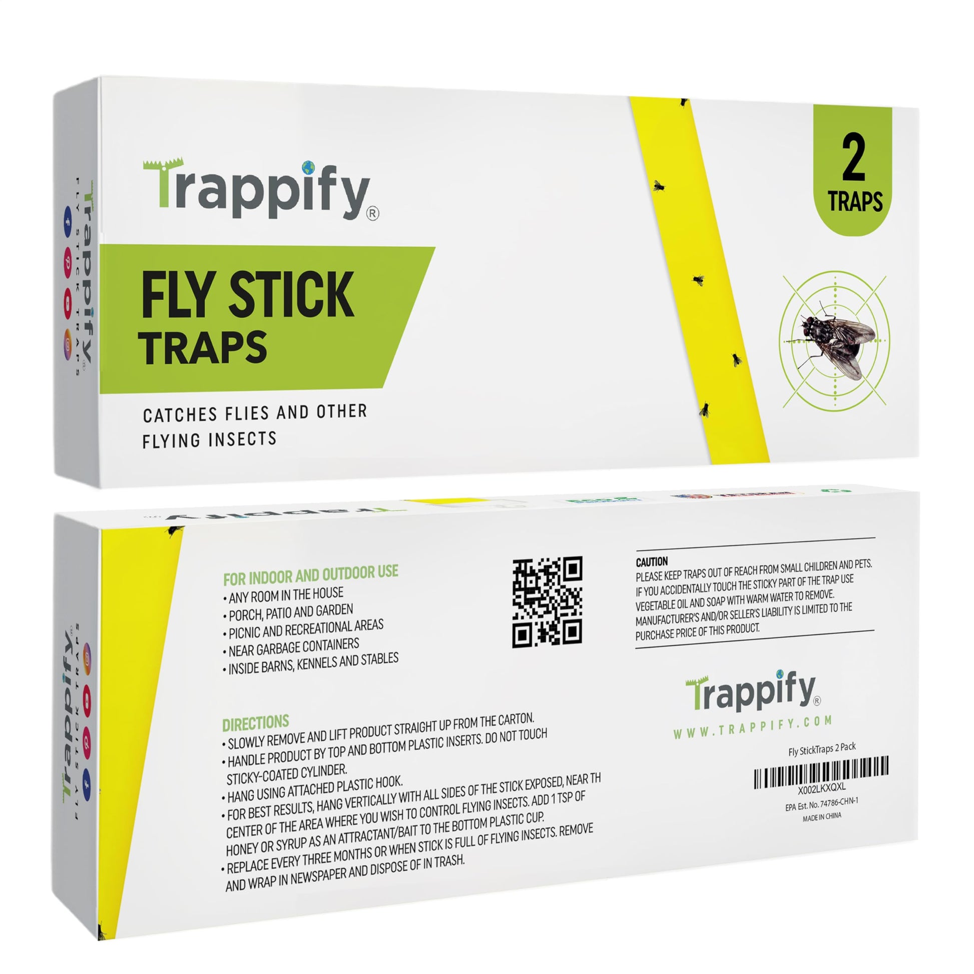 Trappify Hanging Fly Traps Outdoor: Fruit Fly Traps for Indoors | Fly Catcher, Gnat, Mosquito, & Flying Insect Catchers for Inside Home - Disposable Sticky Fly Trap for Indoor House Pest Control (2)