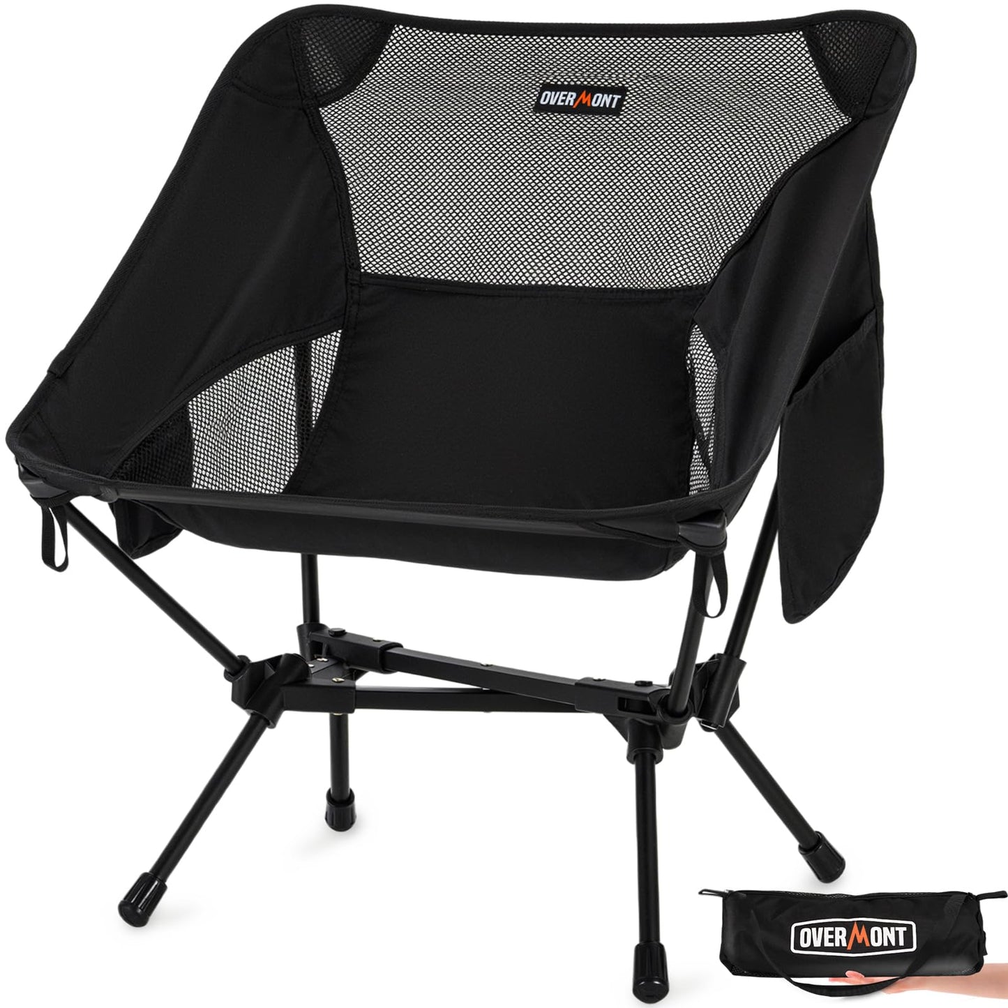 Overmont Lightweight Folding Camping Chair - Compact Backpacking Chair with Anti-Slip Feet Side Pocket Carry Bag - Stable Portable Ultralight for Outdoor Hiking Lawn Camp, Supports 330LBS, 1pack 🍁 All In One Marketplace Canada