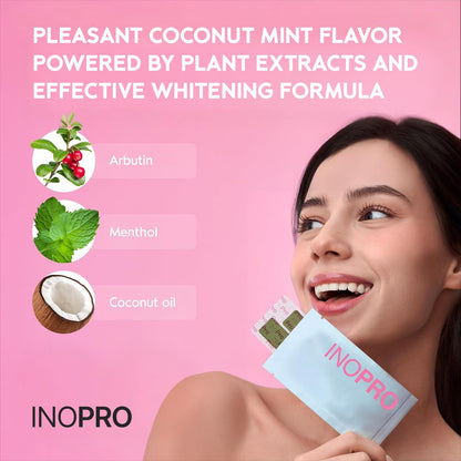 InoPro Teeth Whitening Strips 14 Treatments Kit - Sensitive Teeth Whitener, Peroxide Free, Enamel Safe Green White Strips, Deep Stains Removal - Instant Teeth Whitening Without The Harm (28 Strips) - Available at All In One Marketplace Canada