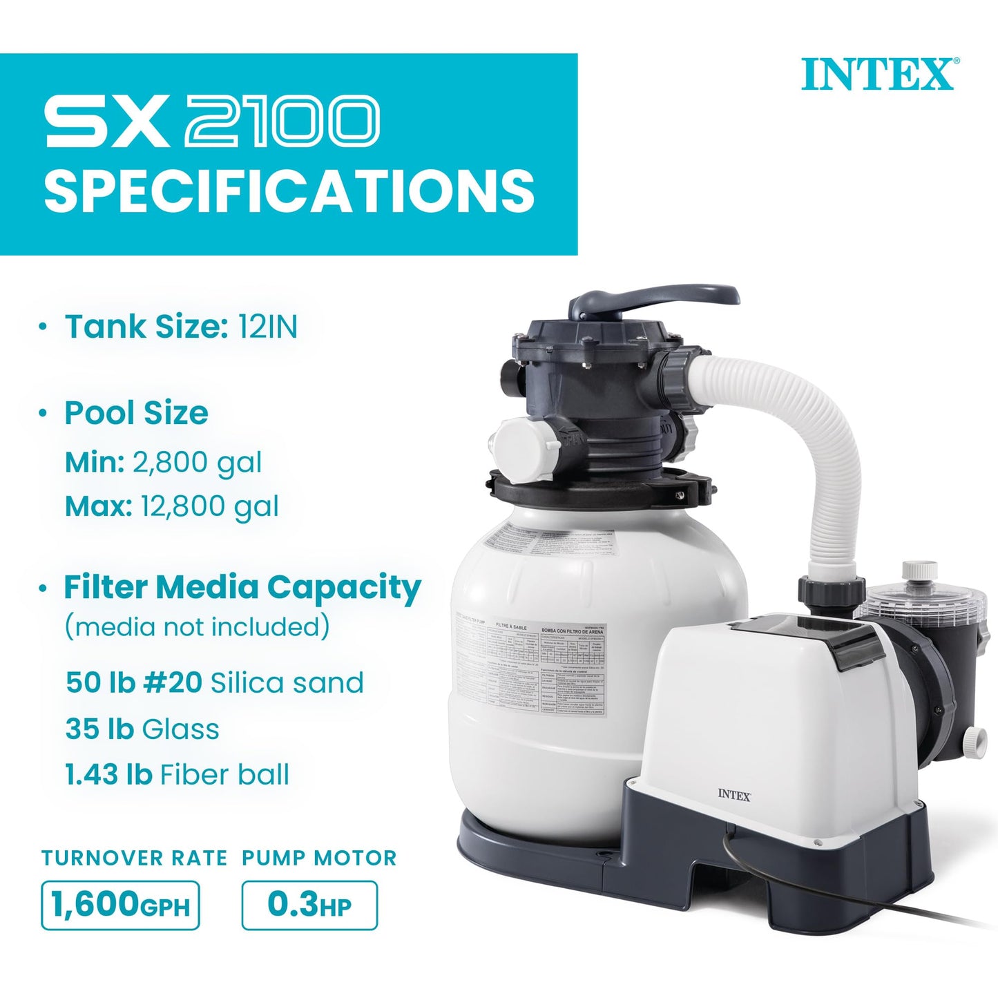 INTEX Krystal Clear 2,100 GPH Sand Filter Pump for Above Ground Pools