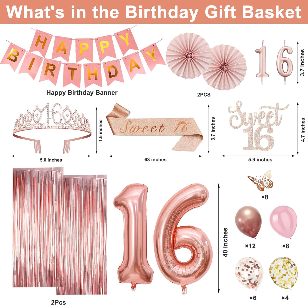 Juesly Sweet 16 Birthday Decorations for Girls Rose Gold 50pcs 🍁 All In One Marketplace Canada