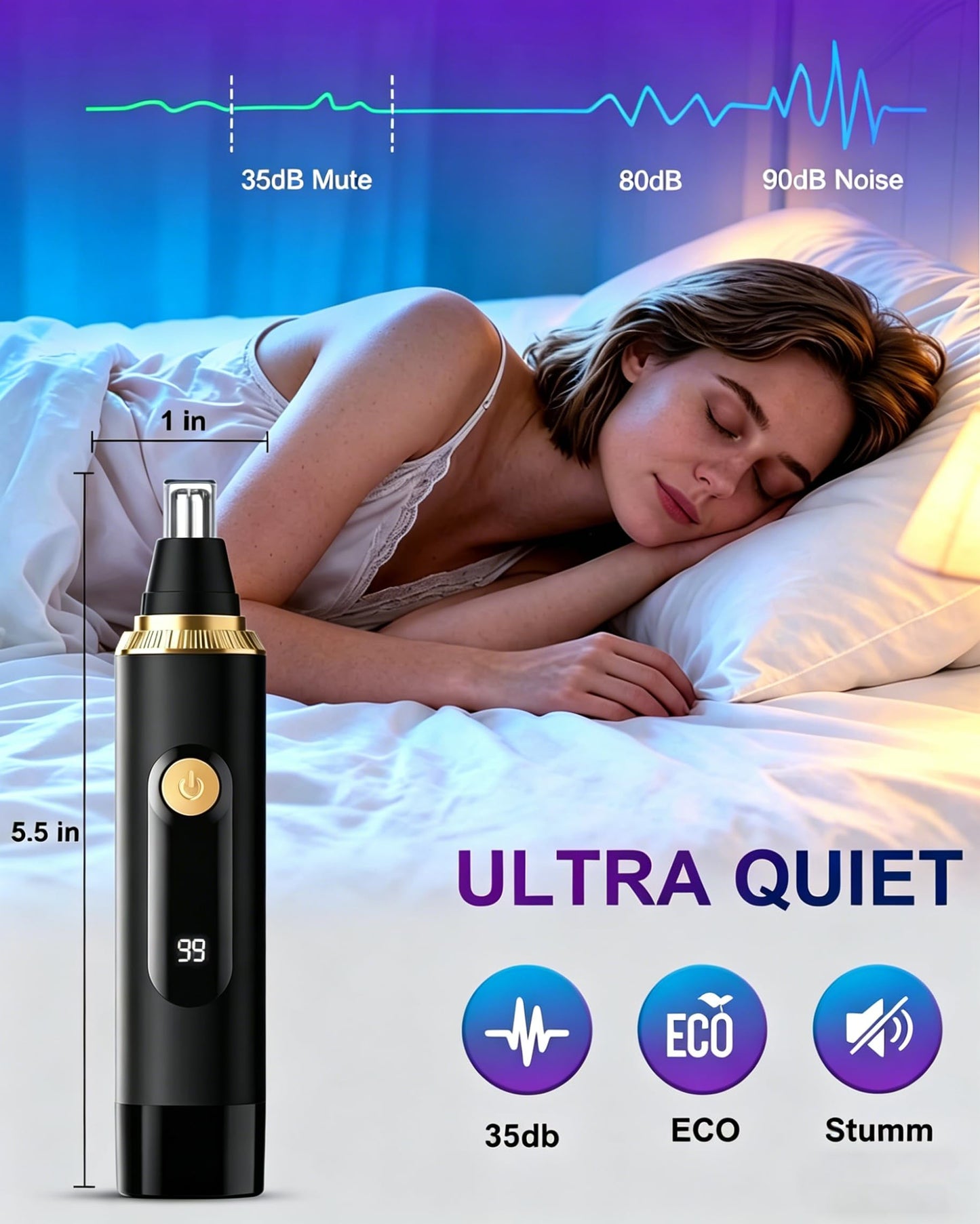 Nose Hair Trimmer 2026 Professional Nose Trimmer for Men and Women, Painless IPX7 Waterproof Eyebrow & Facial Hair Removal,USB Rechargeable with LED Display Dual-Edge Blades, Black - Available at All In One Marketplace Canada