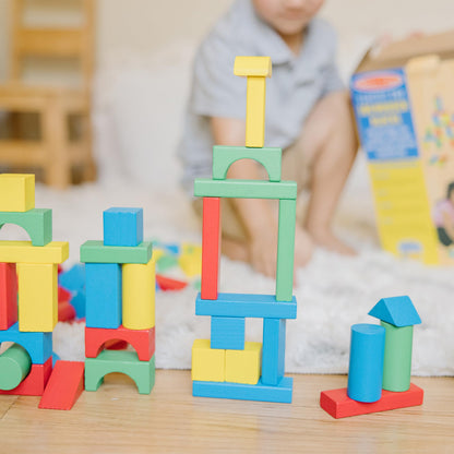 Melissa & Doug 100 Wooden Building Blocks with Storage Box Melissa & Doug
