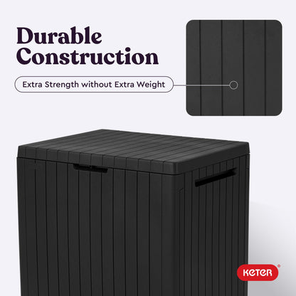 Keter City 30 Gal Outdoor Storage Box and Patio Side Table Keter