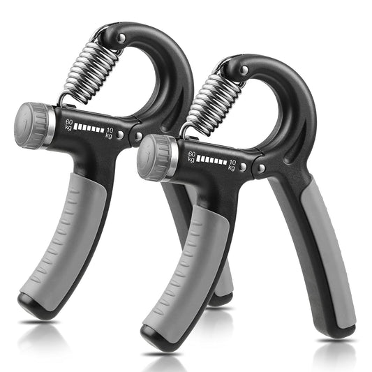 NIYIKOW 2 Pack Hand Grip Strengthener, Grip Strength Trainer, Adjustable Resistance 22-132Lbs (10-60kg), Forearm Strengthener, Perfect for Musicians Athletes - Grey