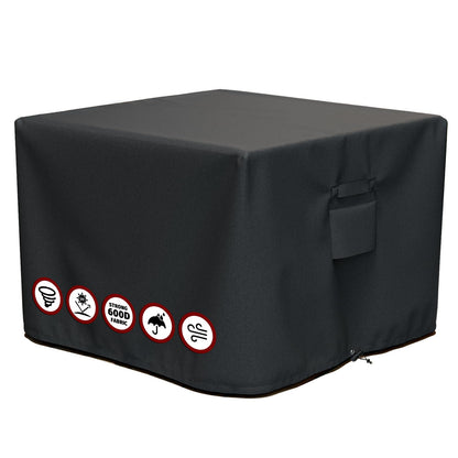 SHINESTAR Fire Pit Cover Square 32" x 32" x 24" - 600D Heavy Duty Waterproof & Windproof Outdoor Firepit Table Cover with Double Drawstrings for 28-32 Inch Square Fire Pits - Black SHINESTAR