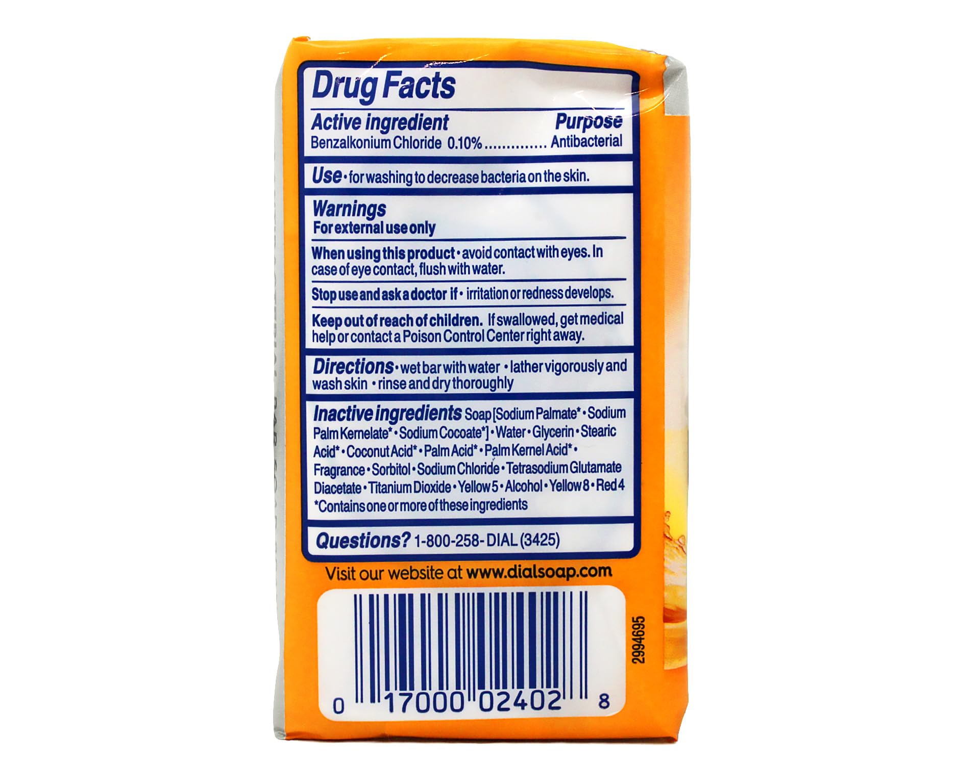 Dial Advanced Clean Deodorant Bar Soap Antibacterial Gold 3 Bars - Available at All In One Marketplace Canada