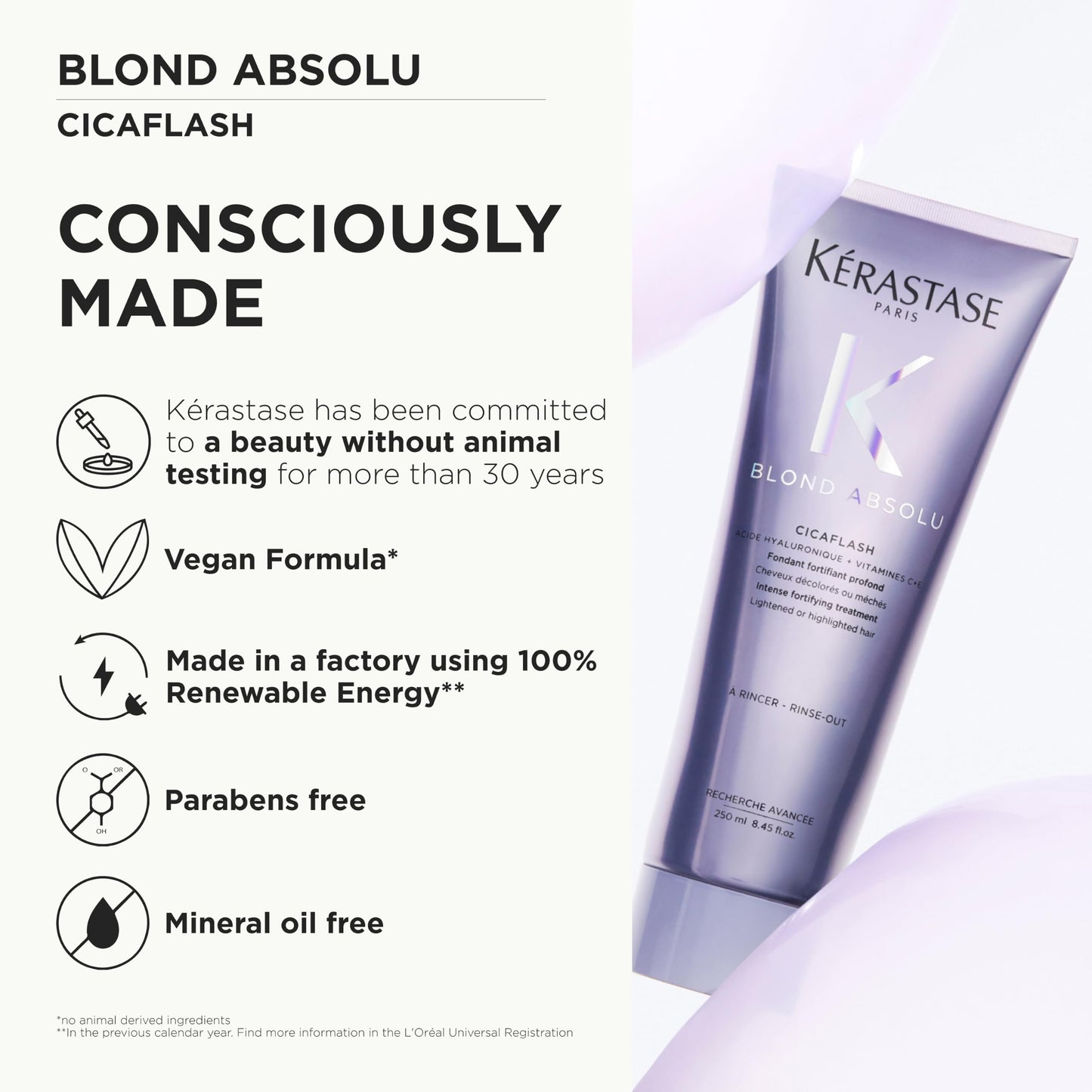 Kérastase Blond Absolu Conditioner, Cicaflash Purple Conditioner, Repairs & Nourishes, Protects Against Breakage, For Bleached, Highlighted, and Damaged Hair, With Hyaluronic Acid - Available at All In One Marketplace Canada